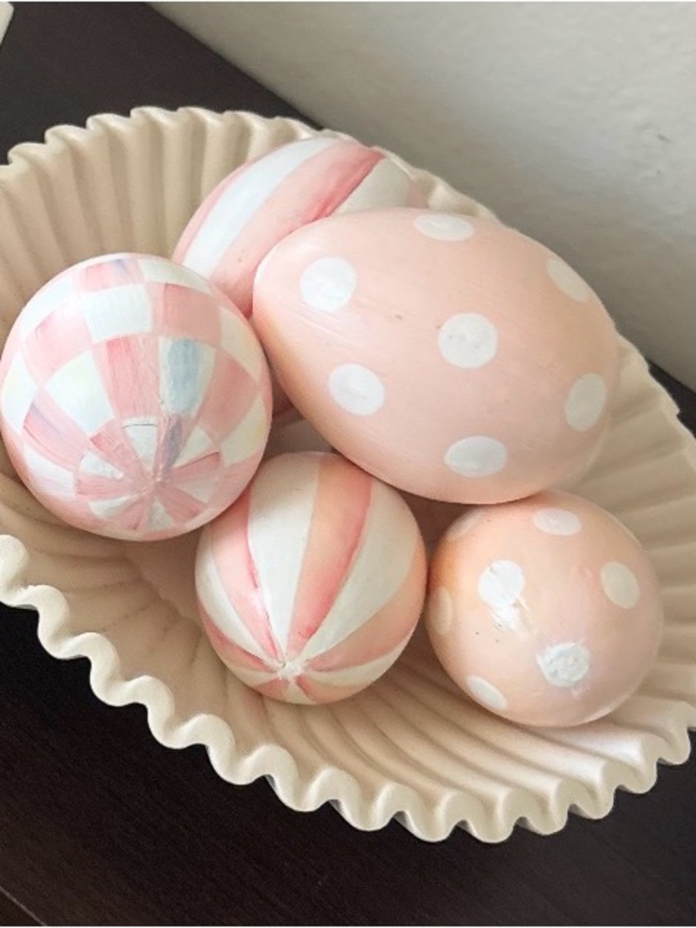 MacKenzie-Childs Pastel Pink and White Decorative Eggs